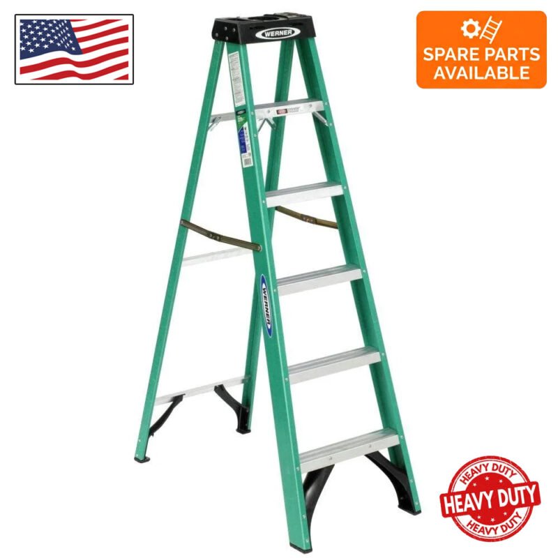 werner 6 ft. fiberglass step ladder with 225 lb. load capacity type ii duty rating