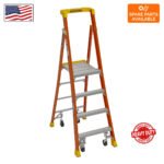 4ft fiberglass podium ladder with casters pd6204 4c