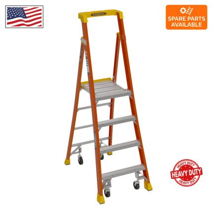 4ft fiberglass podium ladder with casters pd6204 4c